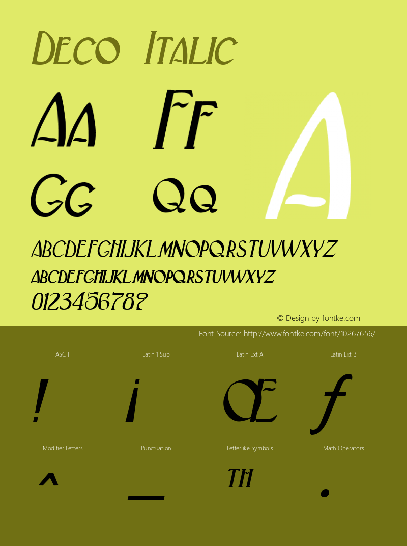 Deco Italic 1.0/1995: 2.0/2001图片样张