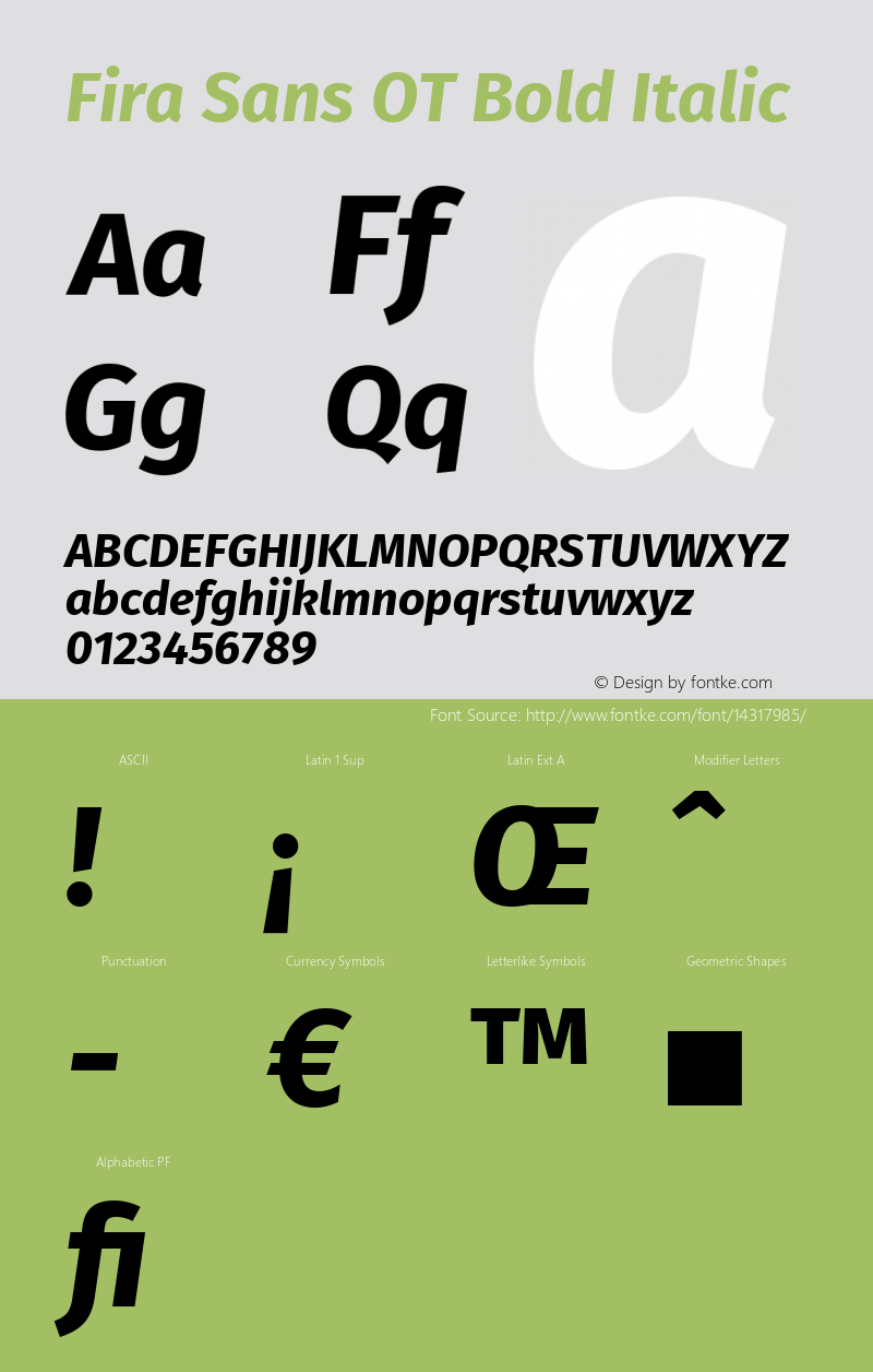 Fira Sans OT Bold Italic Version 2.001图片样张