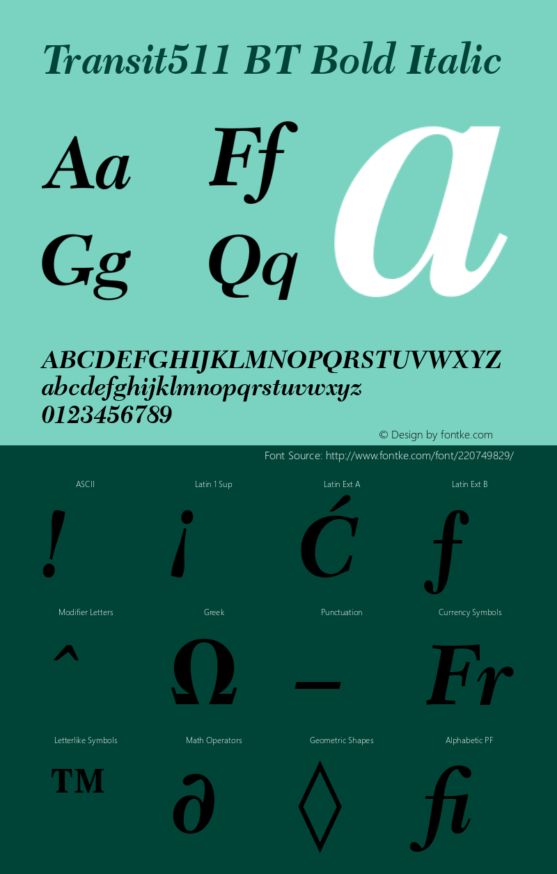 Transit511 BT Bold Italic Version 1.01 emb4-OT图片样张