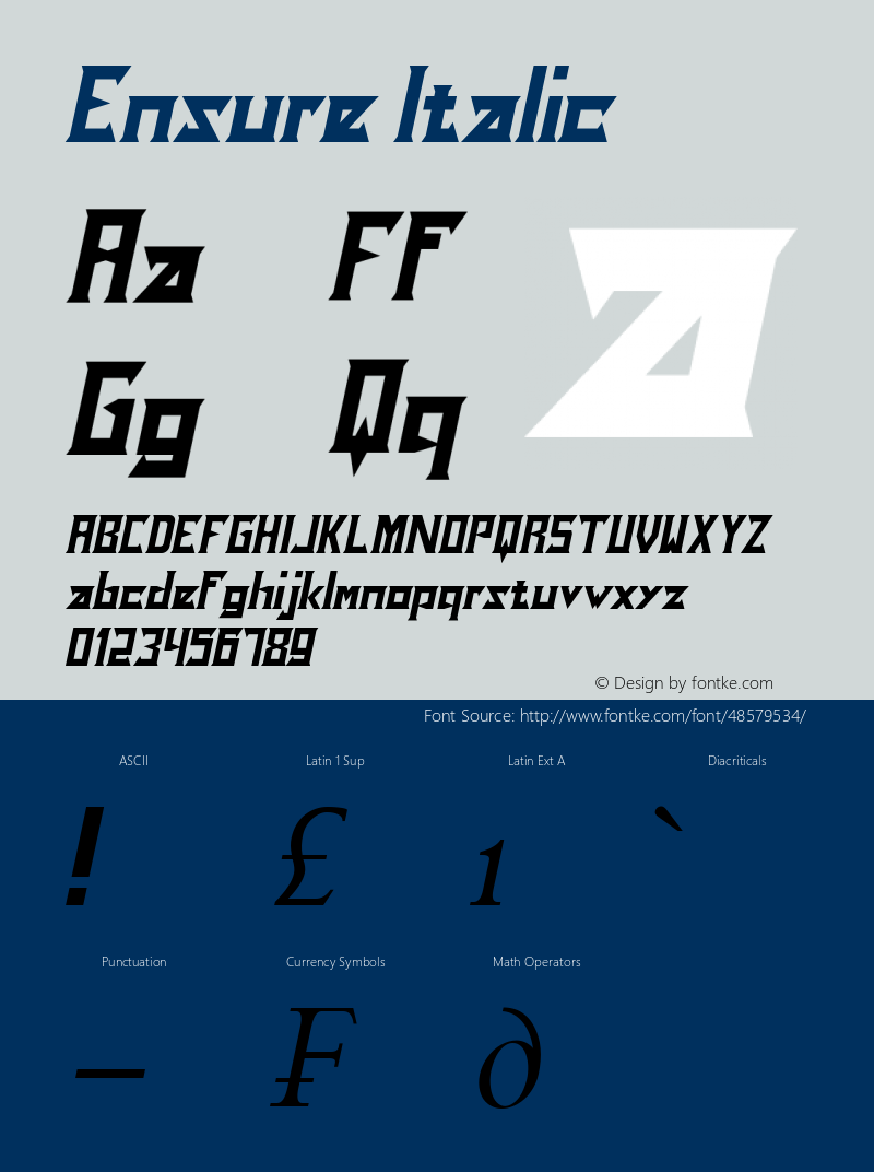 Ensure Italic Version 1.00;December 4, 2019;FontCreator 12.0.0.2525 64-bit图片样张