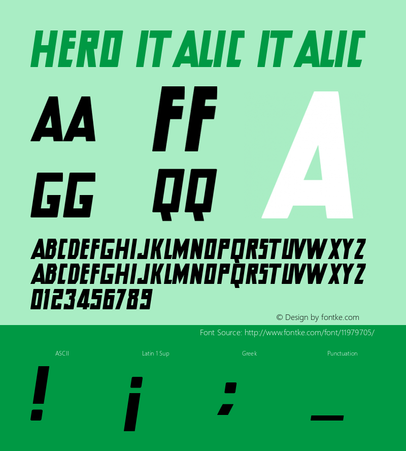 Hero Italic Italic Version 1.00 2010, initial release图片样张