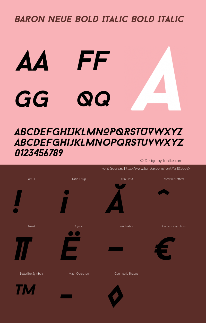 Baron Neue Bold Italic Bold Italic Version 1.000;PS 001.000;hotconv 1.0.70;makeotf.lib2.5.58329图片样张