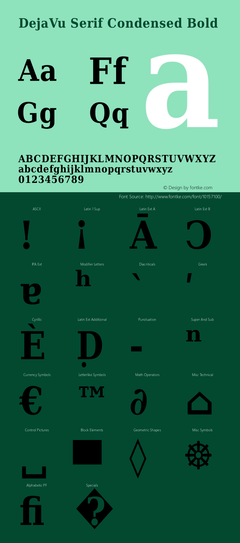 DejaVu Serif Condensed Bold Version 2.1图片样张
