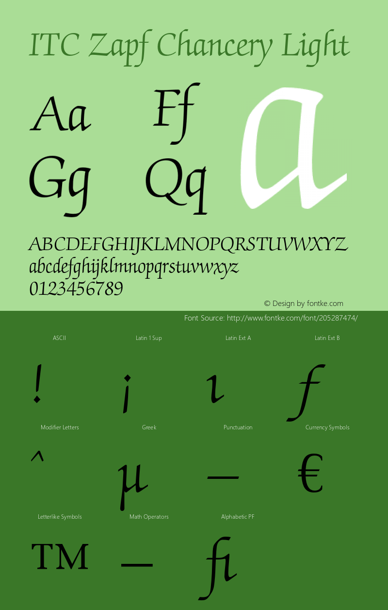 ZapfChancery-Light OTF 1.0;PS 001.000;Core 1.0.22图片样张