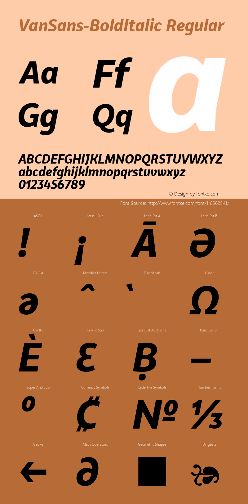 VanSans W03 Bold Italic Version 1.00图片样张