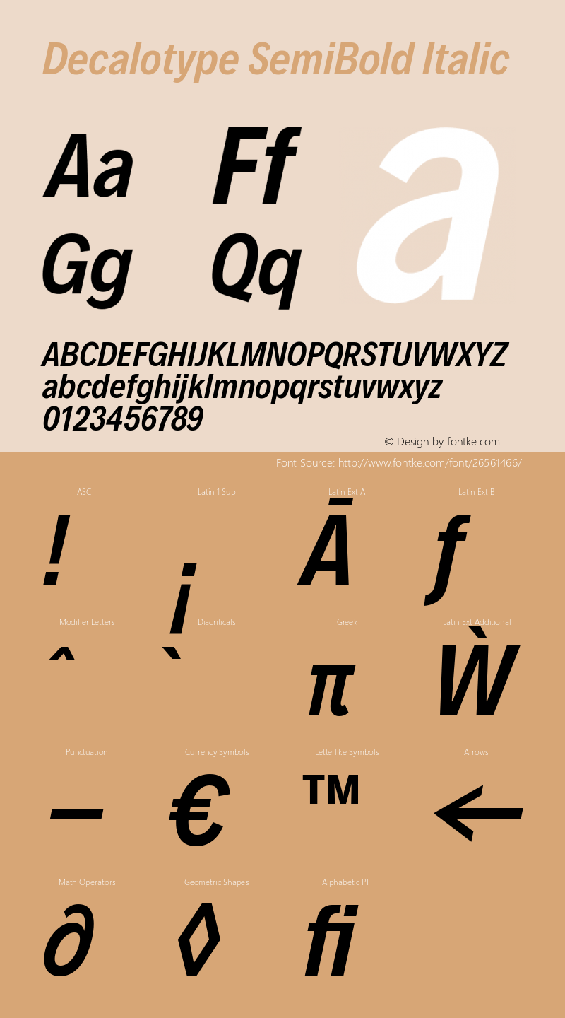 Decalotype SemiBold Italic Version 1.0图片样张