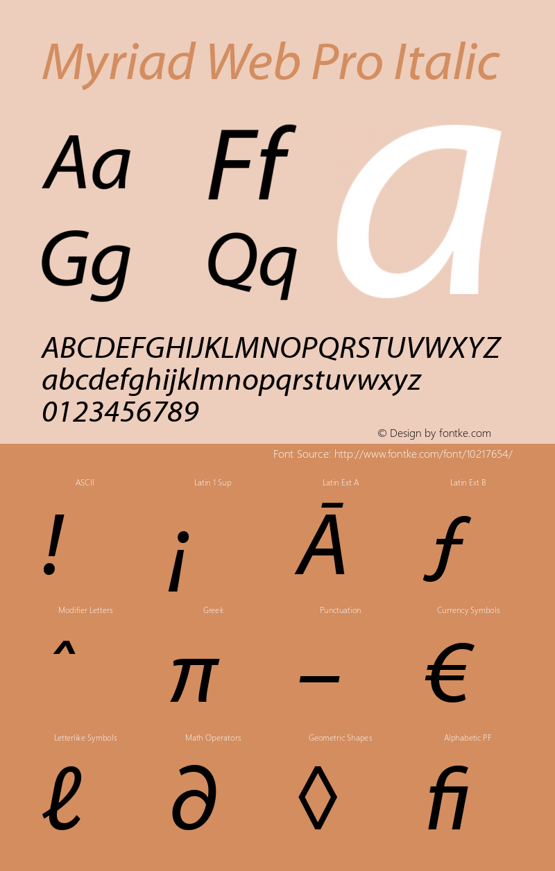 Myriad Web Pro Italic Version 001.014图片样张