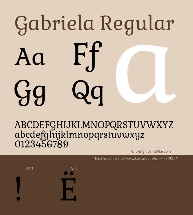 Gabriela Regular Version 1.003; ttfautohint (v1.4.1)图片样张