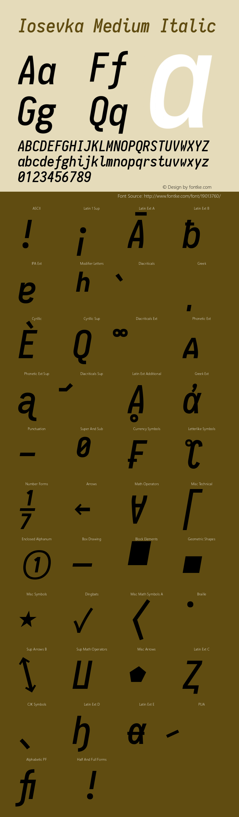 Iosevka Medium Italic 1.12.0; ttfautohint (v1.6)图片样张
