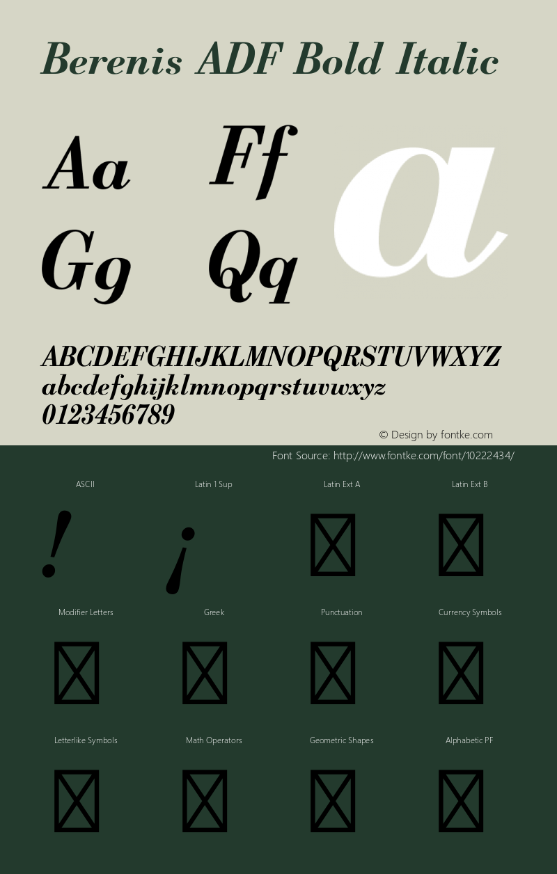 Berenis ADF Bold Italic 1.001 FontForge图片样张