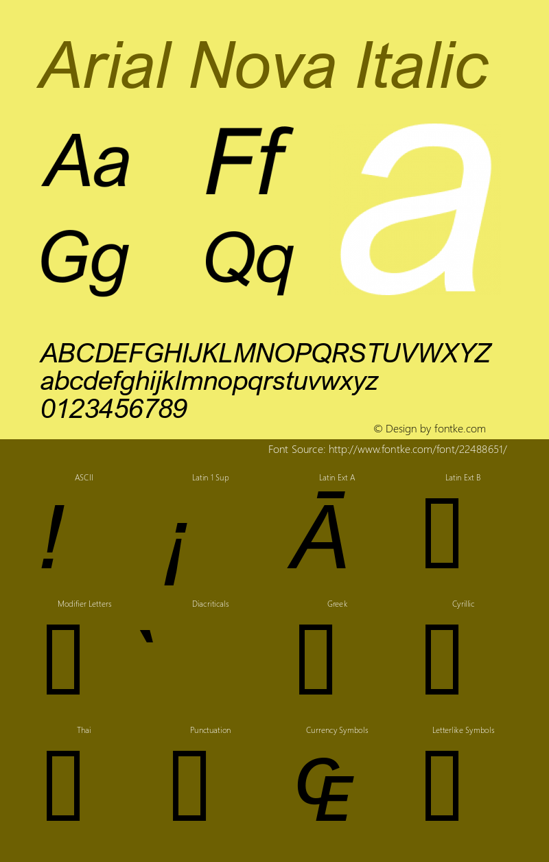 Arial Nova Italic Version 1.10m图片样张