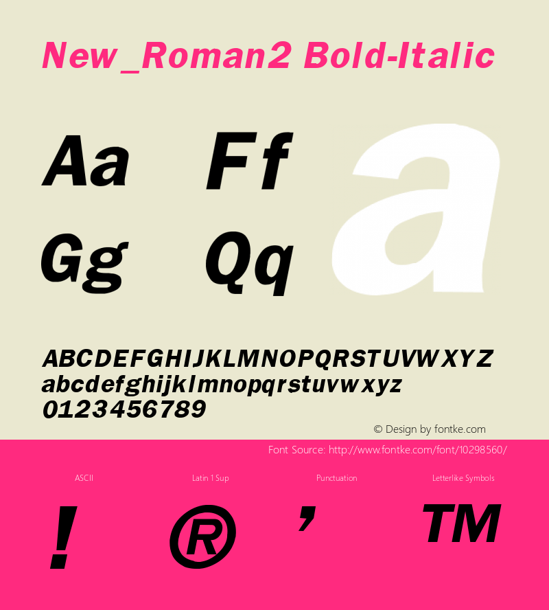 New_Roman2 Bold-Italic 1.0 Sun Oct 03 13:25:28 1993图片样张