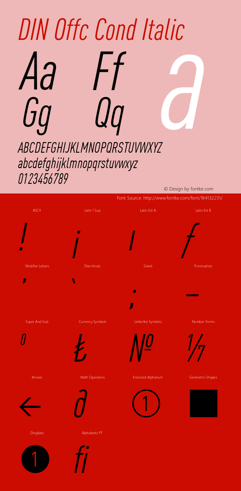 DIN Offc Cond Italic Version 7.504; 2009; Build 1022图片样张