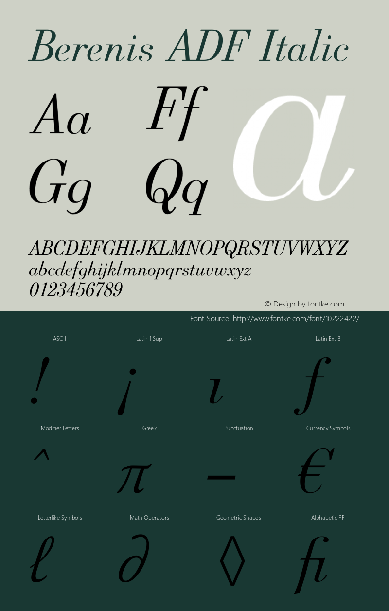 Berenis ADF Italic 1.001 FontForge图片样张