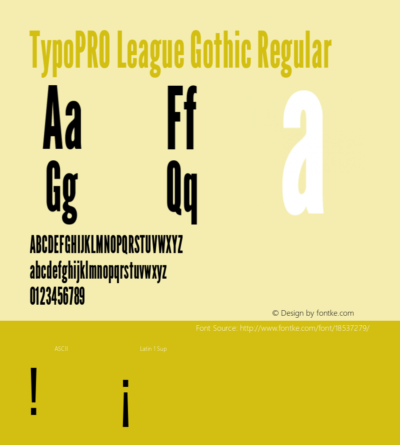 TypoPRO League Gothic Regular Version 1.001;PS 001.001;hotconv 1.0.56;makeotf.lib2.0.21325图片样张