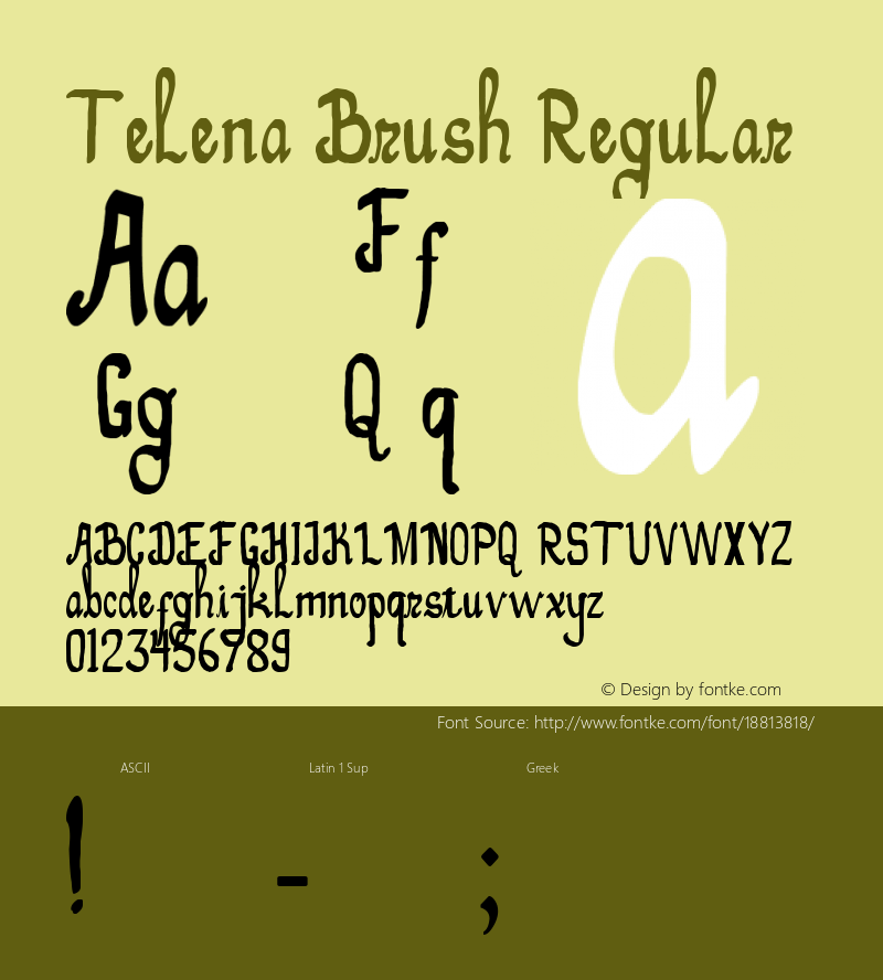 Telena Brush Regular Version 1.00 February 8, 2015, initial release图片样张