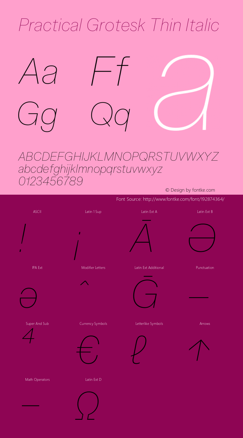 Practical Grotesk Thin Italic Version 2.000;FEAKit 1.0图片样张