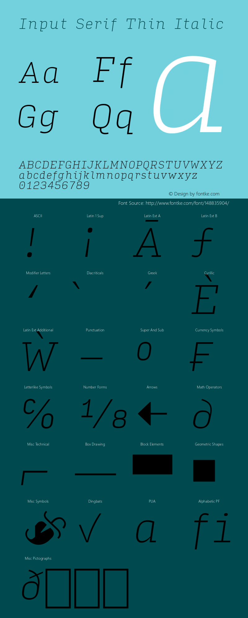 InputSerif ThinIta Version 0.000;PS 0.0;hotconv 1.0.72;makeotf.lib2.5.5900; ttfautohint (v0.9)图片样张