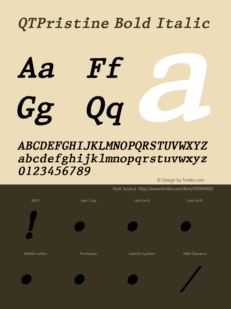 QTPristine Bold Italic QualiType TrueType font  10/3/92图片样张