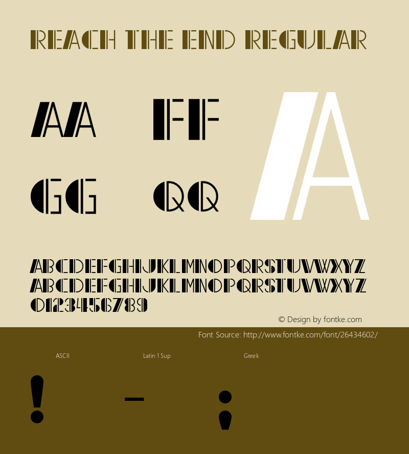 Reach the End Version 1.00;July 10, 2018;FontCreator 11.5.0.2427 64-bit图片样张