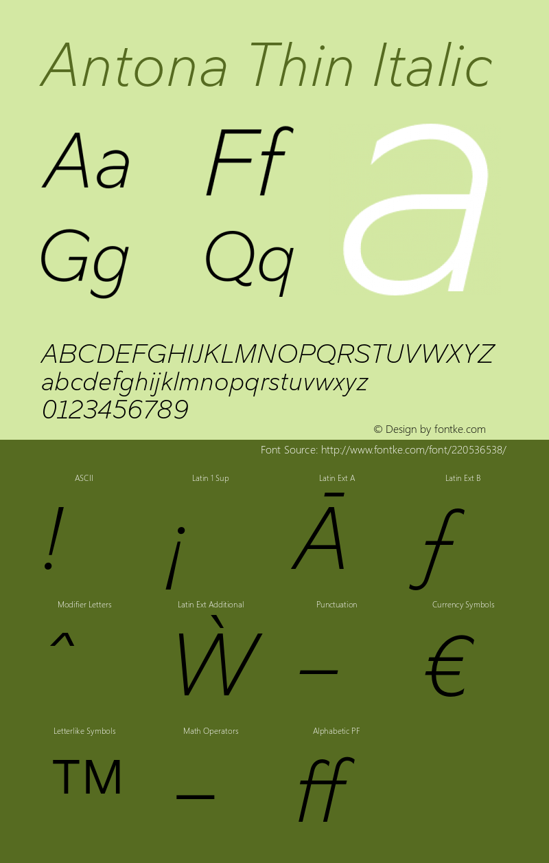 Antona-ThinItalic Version 1.070图片样张