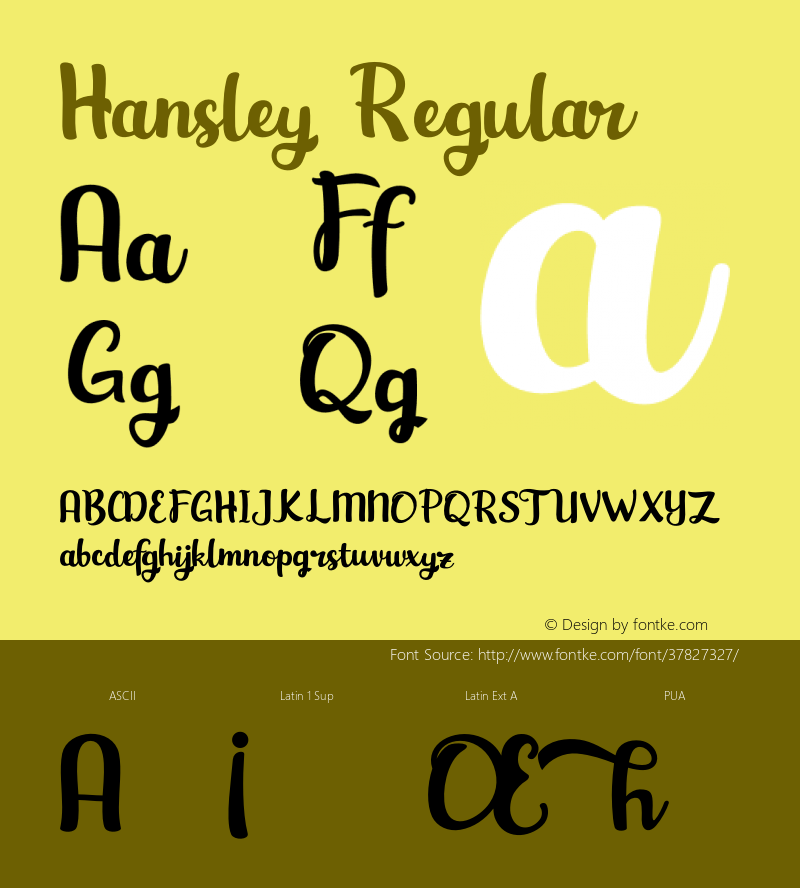 Hansley Version 1.00;July 19, 2019;FontCreator 11.0.0.2388 64-bit图片样张