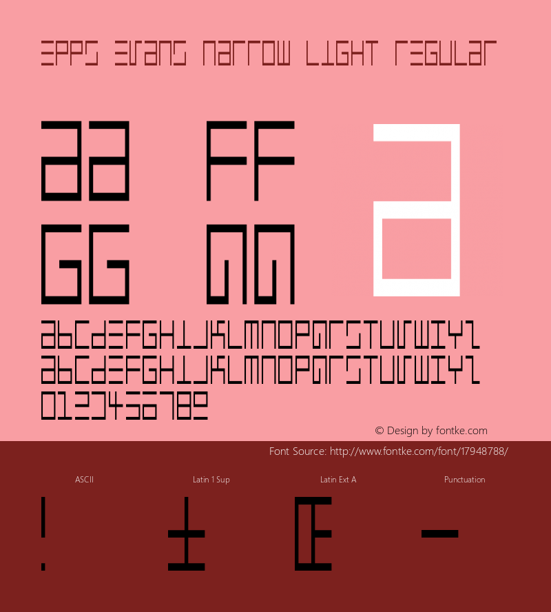 Epps Evans Narrow Light Regular Macromedia Fontographer 4.1.3 4/3/97图片样张