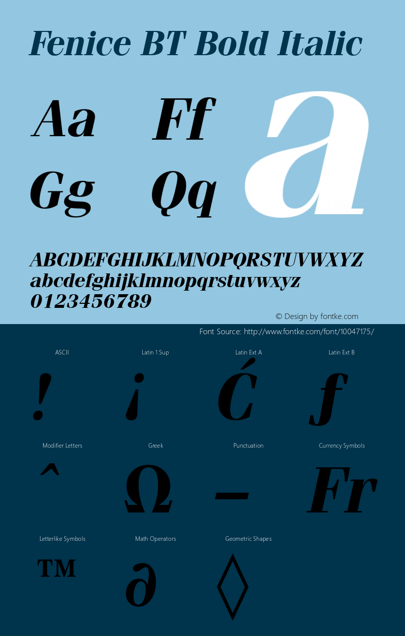 Fenice BT Bold Italic mfgpctt-v1.64 Monday, May 24, 1993 4:25:16 pm (EST)图片样张