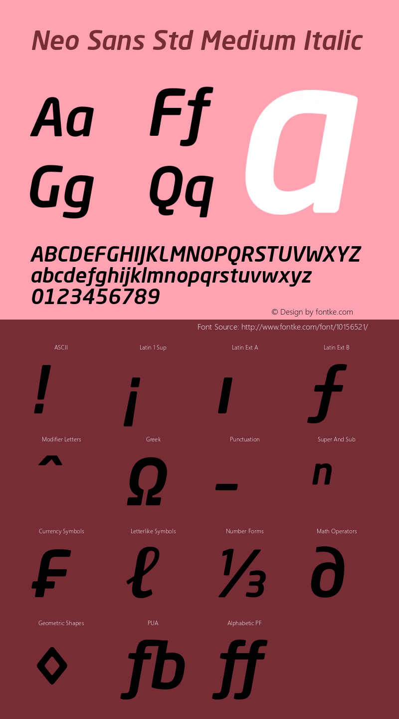 Neo Sans Std Medium Italic Version 1.054;PS 001.000;Core 1.0.38;makeotf.lib1.6.5960图片样张