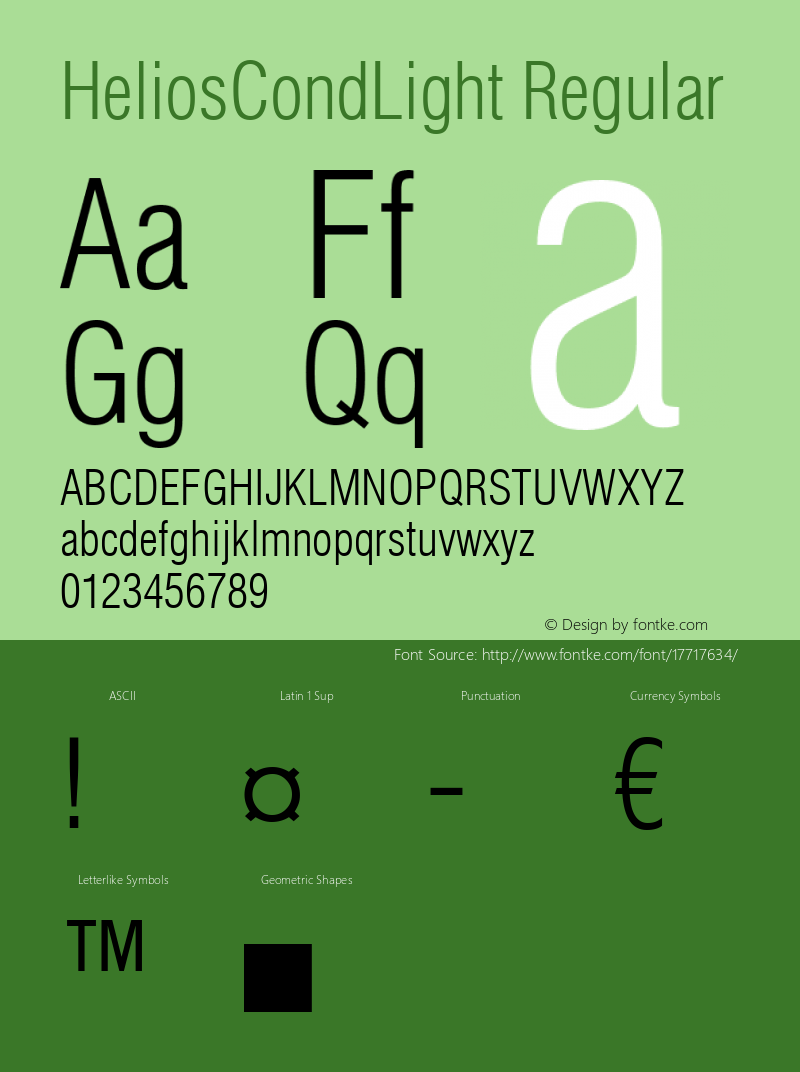 HeliosCondLight Regular OTF 1.0;PS 001.001;Core 116;AOCW 1.0 161图片样张