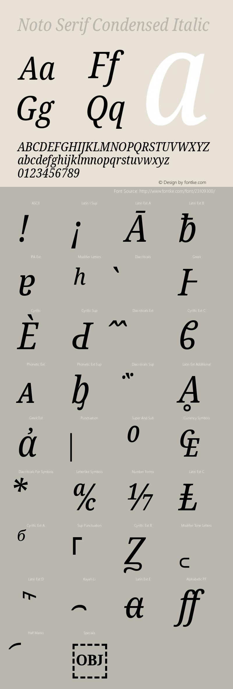 Noto Serif Condensed Italic Version 1.902图片样张