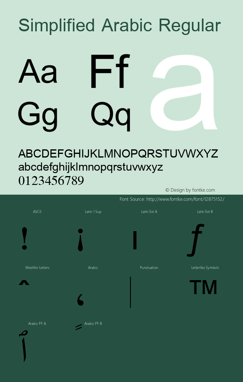 Simplified Arabic Regular Glyph Systems 5-April-96图片样张