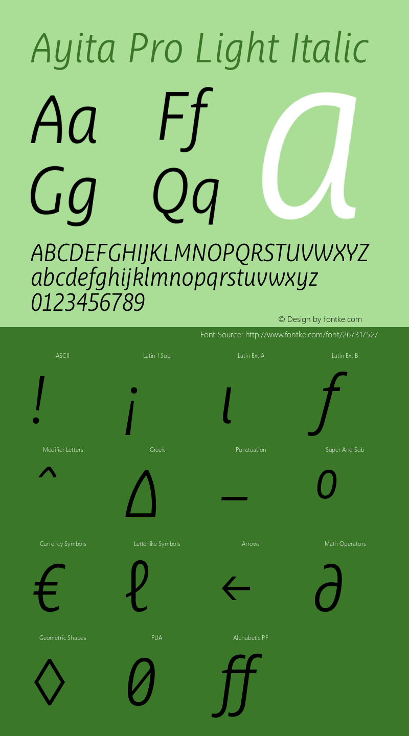 Ayita Pro Light Italic Version 1.20图片样张