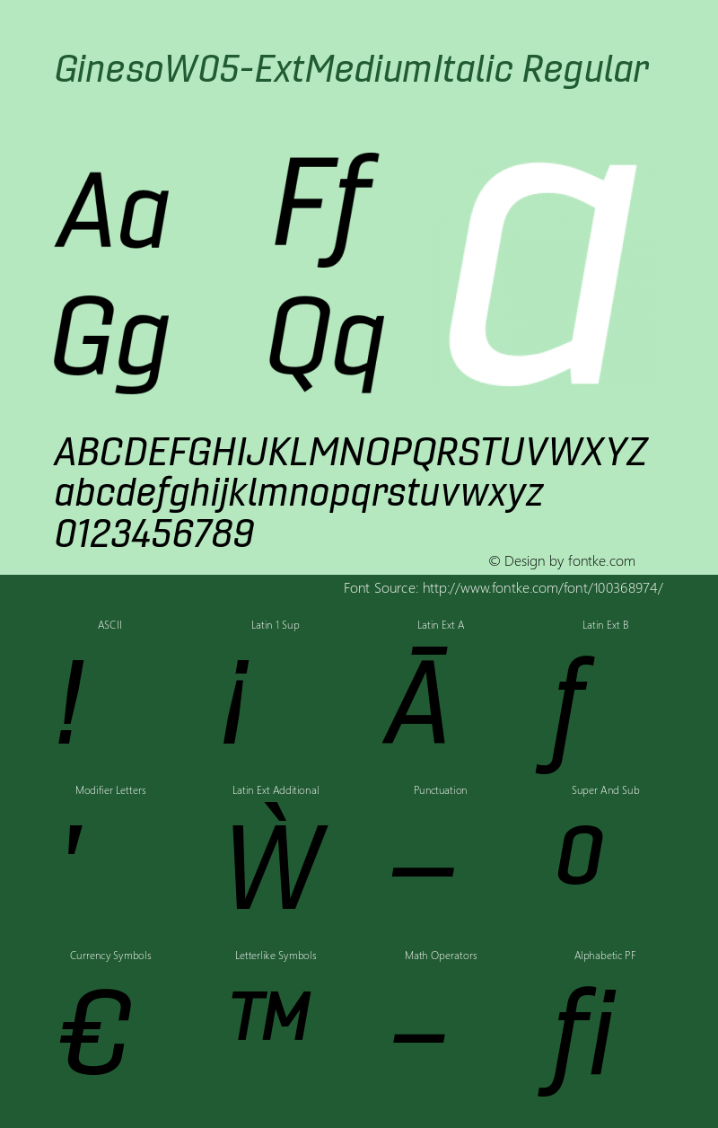 Gineso W05 Ext Medium Italic Version 1.001图片样张