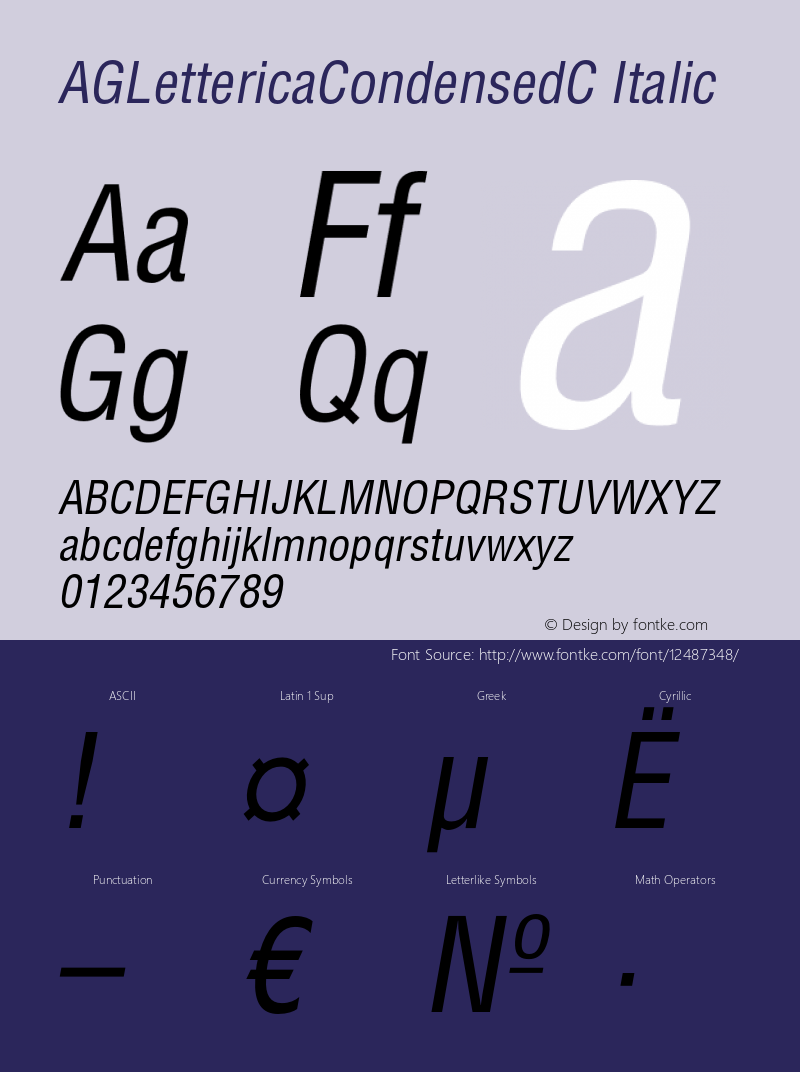 AGLettericaCondensedC Italic OTF 1.0;PS 1.000;Core 116;AOCW 1.0 161图片样张