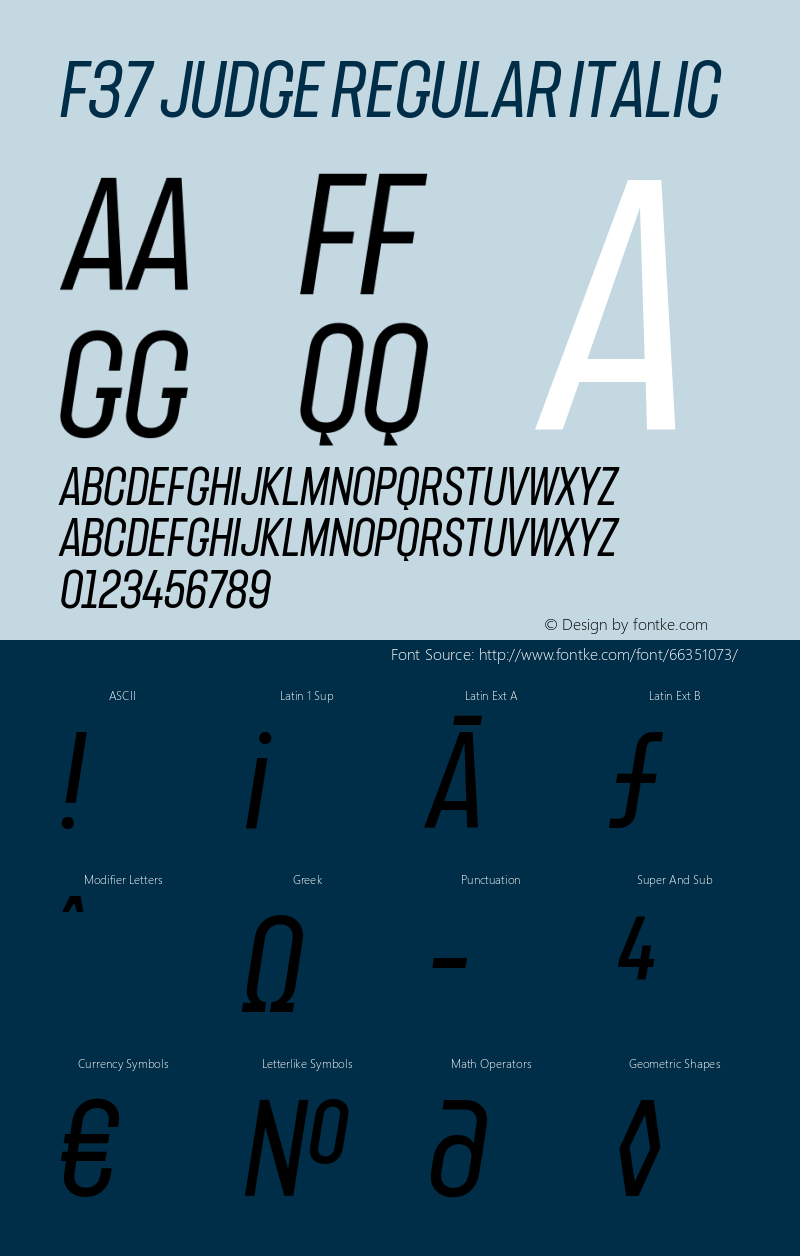 F37Judge-RegularItalic Version 1.000 | wf-rip DC20190330图片样张