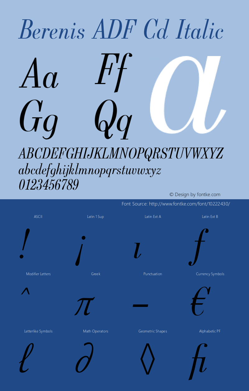 Berenis ADF Cd Italic Version 1.001;PS 1.008;Core 1.0.38;makeotf.lib1.6.5960图片样张