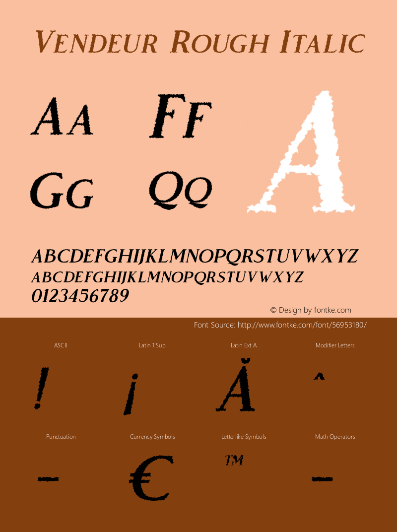 Vendeur Rough Italic Version 1.000图片样张