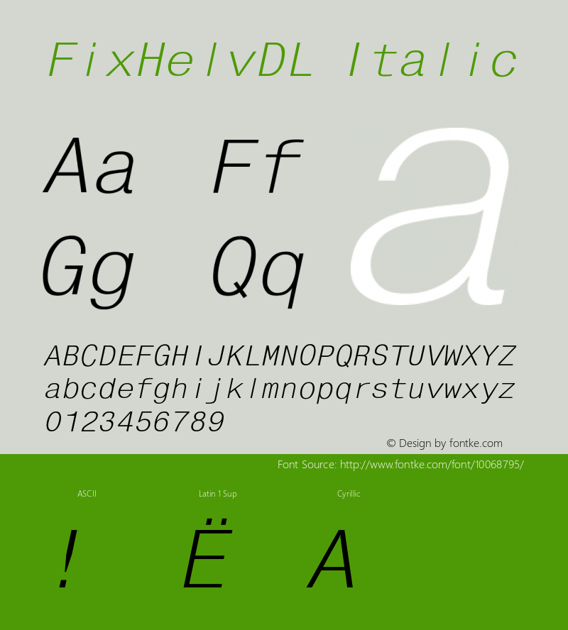 FixHelvDL Italic Unknown图片样张