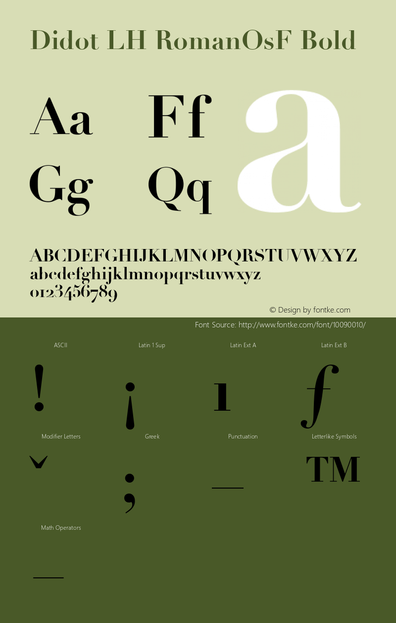 Didot LH RomanOsF Bold Version 2.0; 2000; initial release图片样张