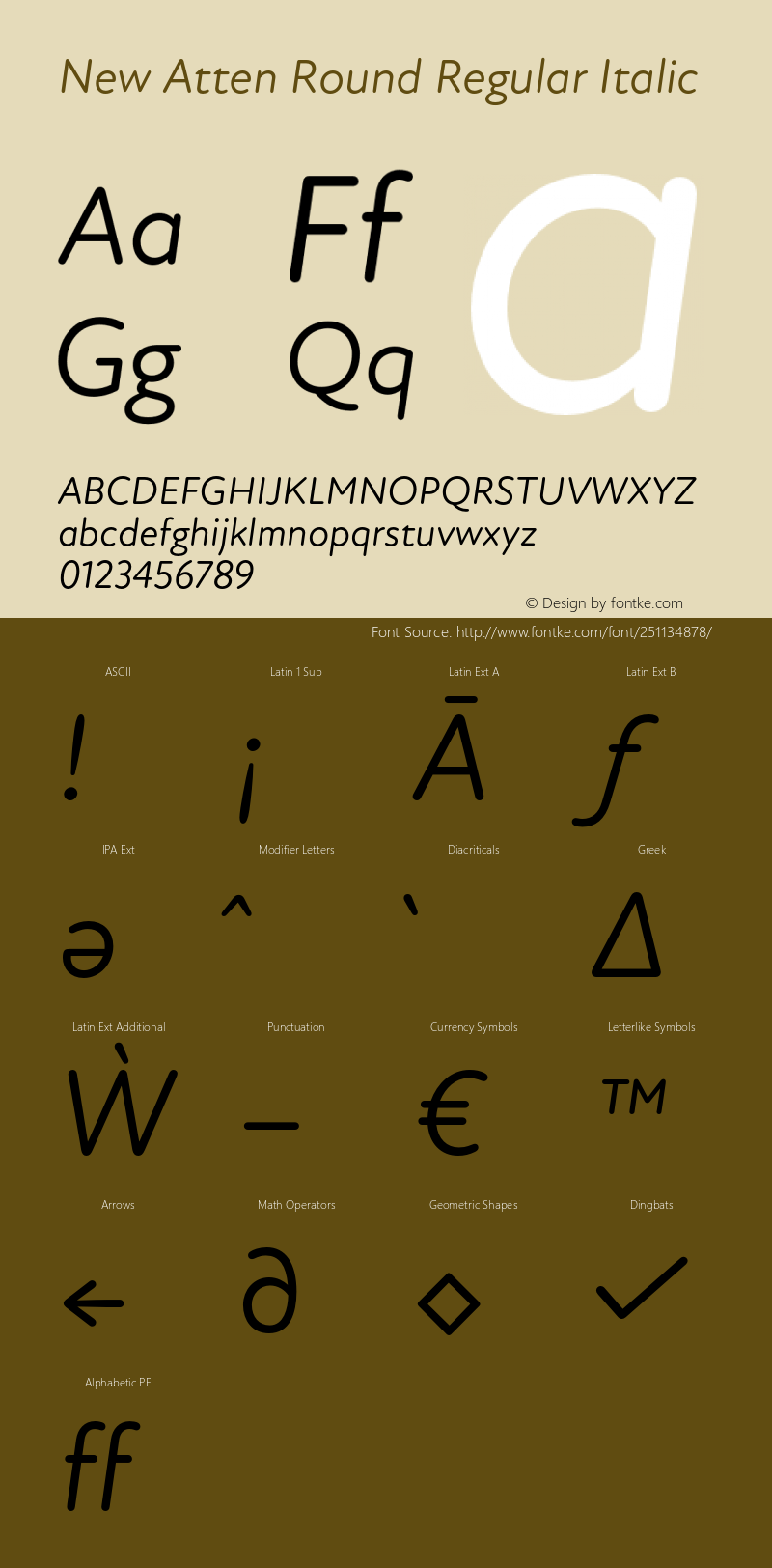 New Atten Round Regular Italic Version 1.101;FEAKit 1.0图片样张