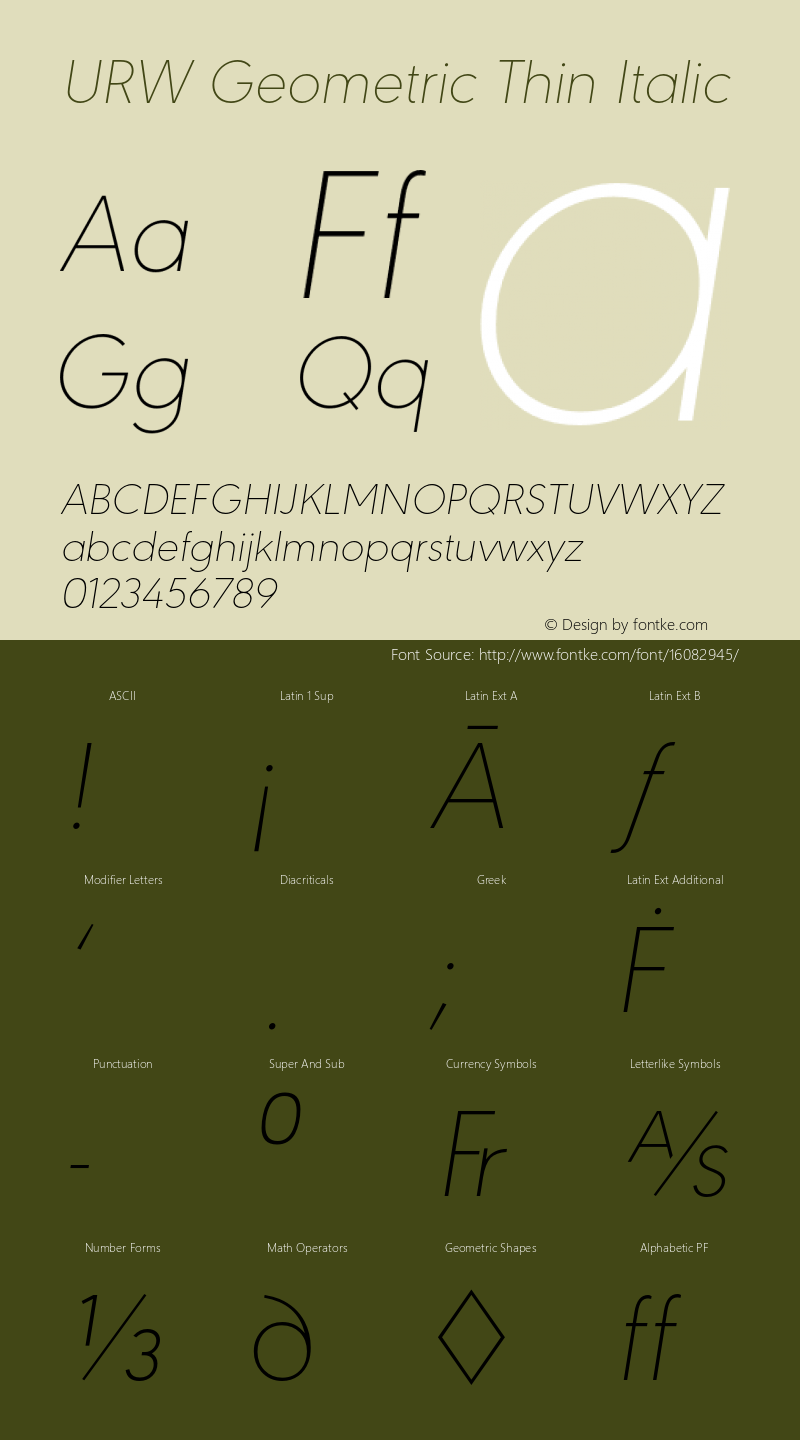 URW Geometric Thin Italic Version 1.00;com.myfonts.easy.urw.geometric.thin-oblique.wfkit2.version.4vQn图片样张