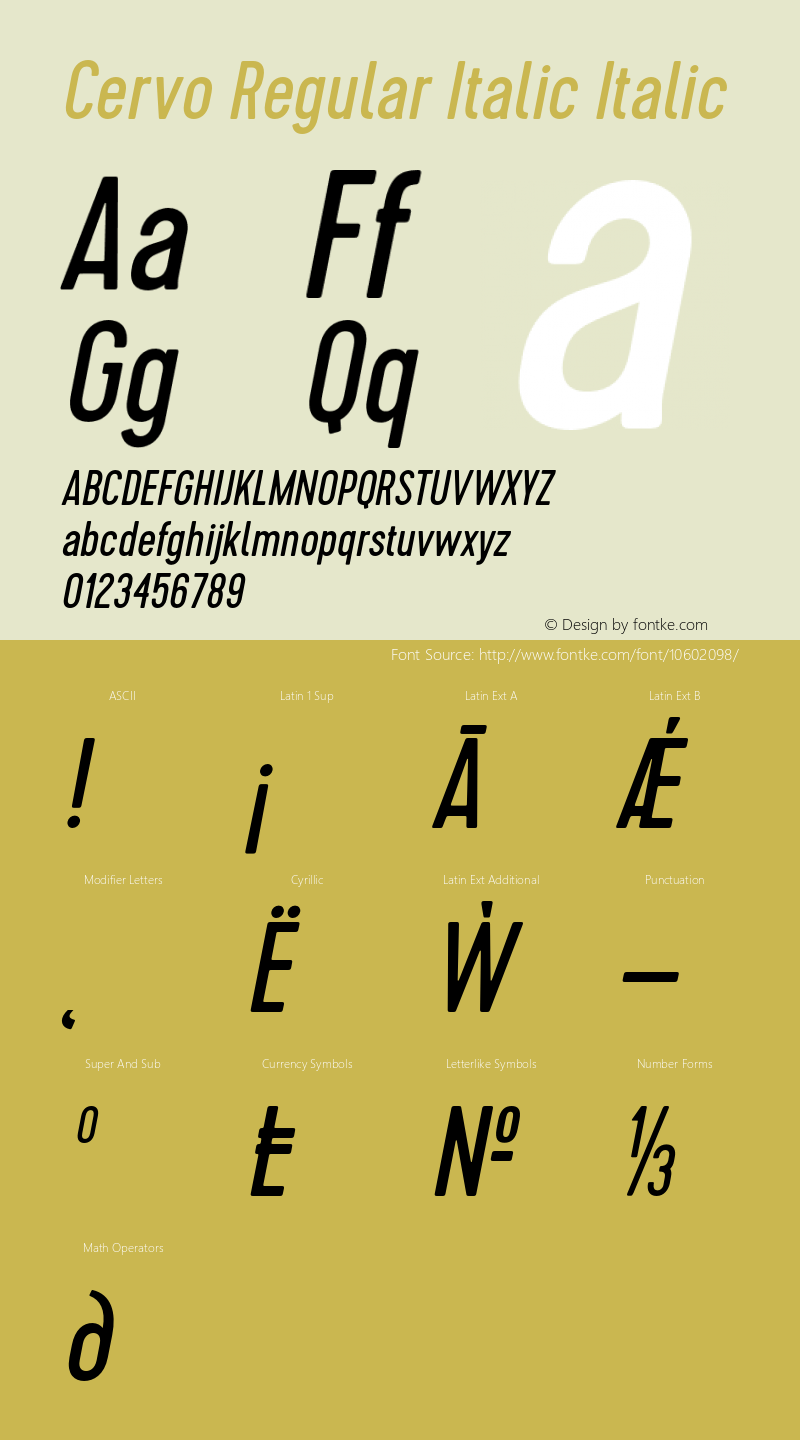 Cervo Regular Italic Italic 1.000图片样张