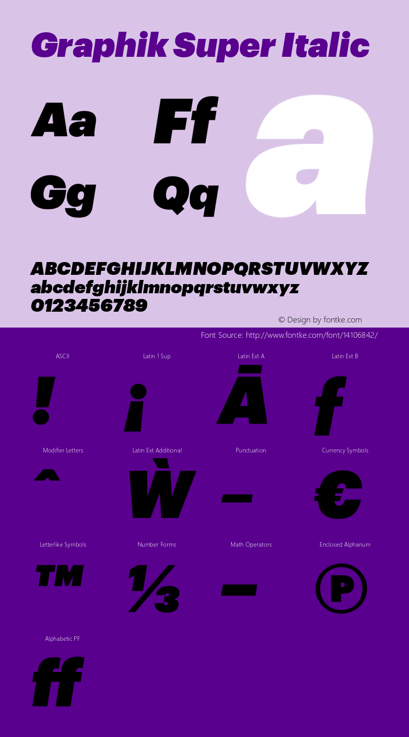 Graphik Super Italic Version 1.001;PS 001.001;hotconv 1.0.57;makeotf.lib2.0.21895图片样张