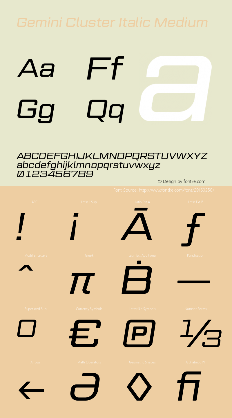 Gemini Cluster Italic Medium Version 1.000图片样张