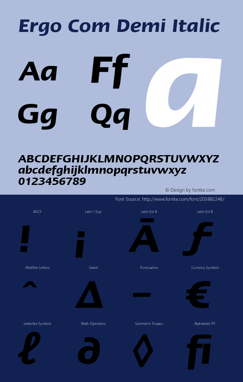 Linotype Ergo Com Demi Italic Version 1.01;2006图片样张