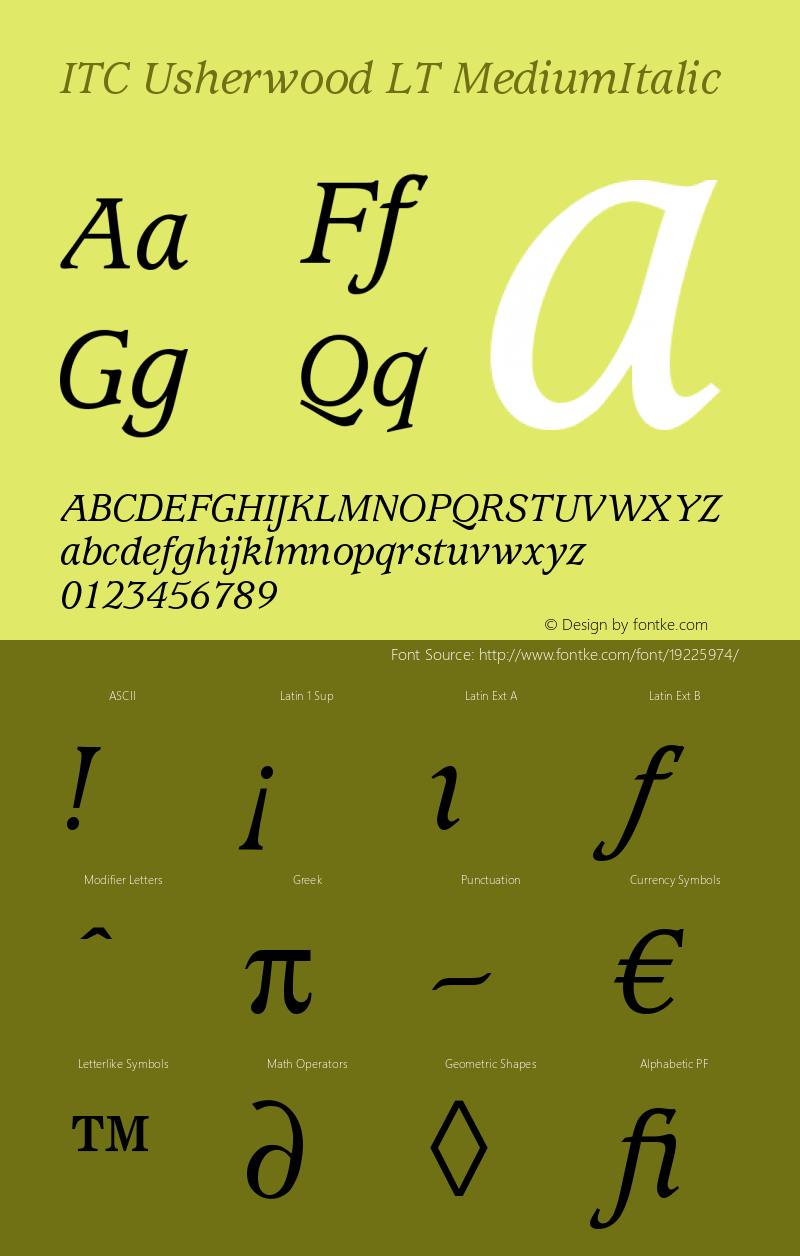 ITC Usherwood LT Medium Italic Version 006.000图片样张