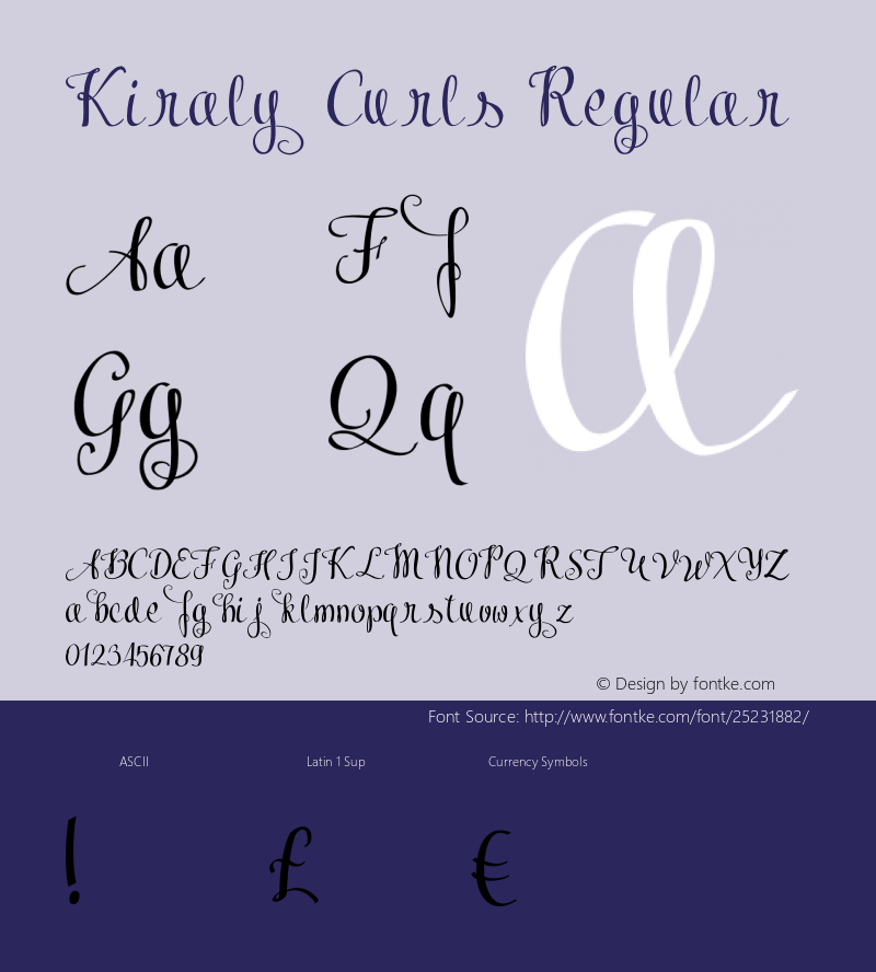 Kiraly Curls Version 1.00;January 30, 2018;FontCreator 11.0.0.2412 32-bit图片样张