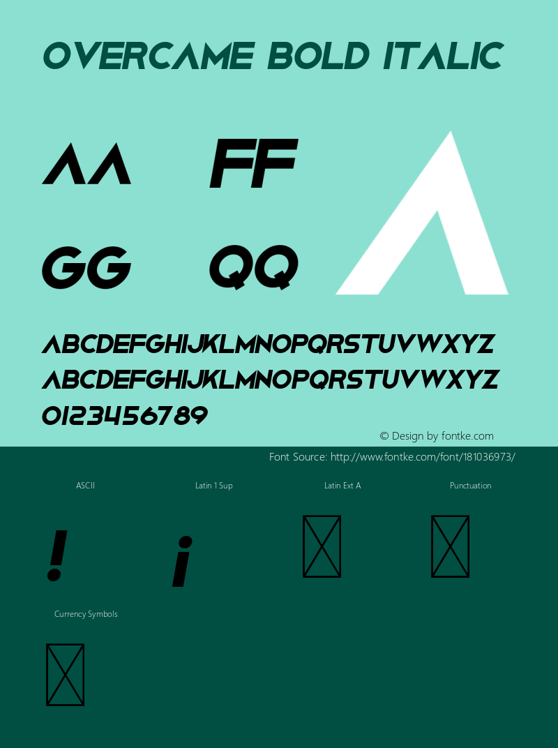 Overcame Bold Italic Version 1.002;Fontself Maker 3.5.6图片样张