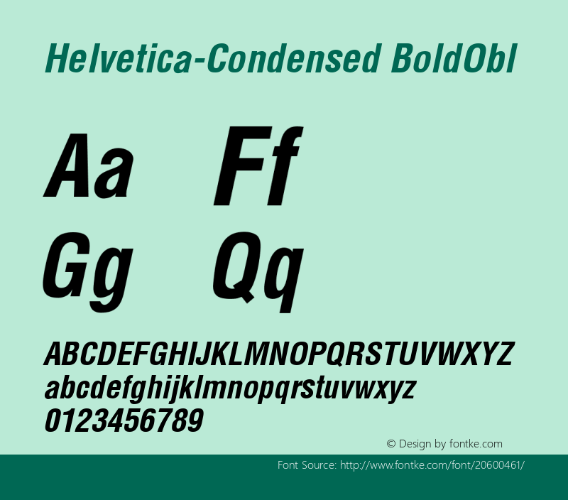 Helvetica Condensed BoldObl 图片样张